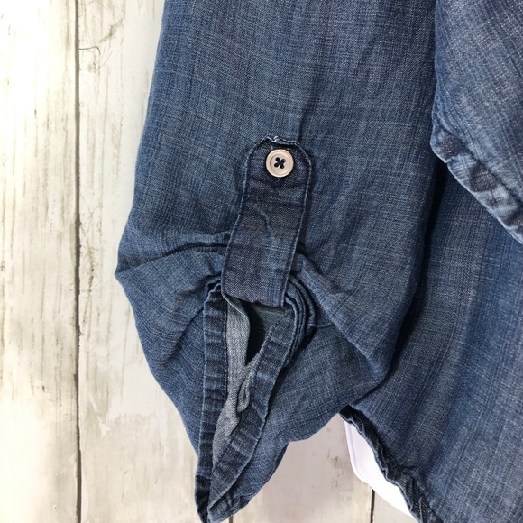 Peck & Peck Chambray Lyocell Open Front Roll Tab Sleeves Blazer Large - Picture 3 of 9